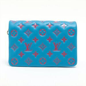 Louis Vuitton Coussin Pochette Bag Embossed Lambskin Blue/Red
